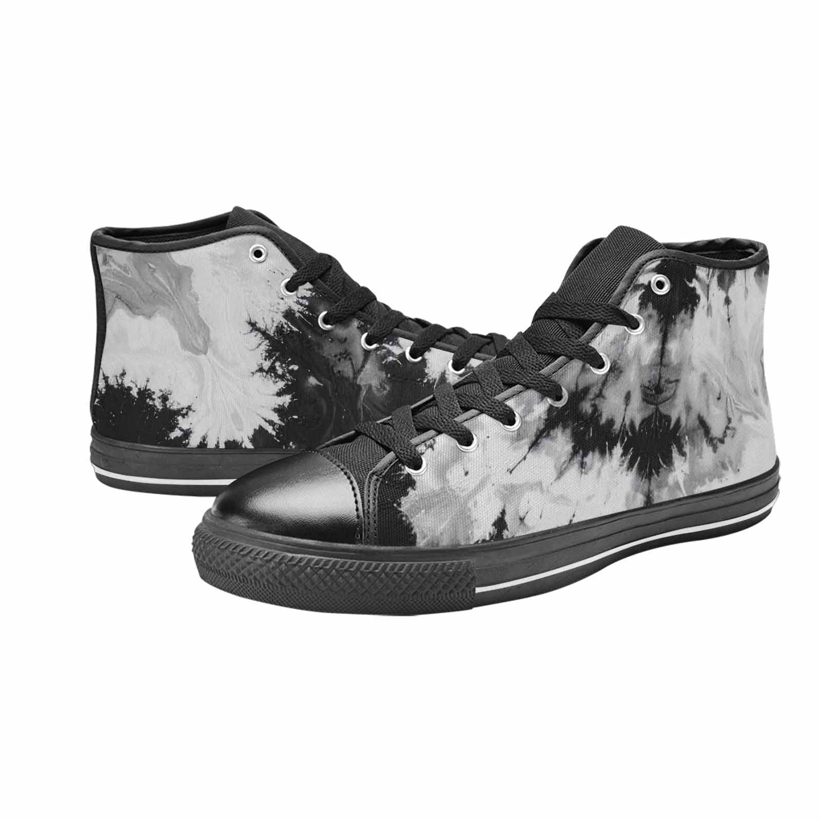 MEN'S Tie Dye Acid Wash Black White High Top Canvas Cottagecore Shoes