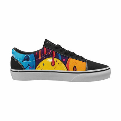 WOMEN'S Melting Moon Smiley Lace-Up Canvas Dark Academia Custom Sneakers