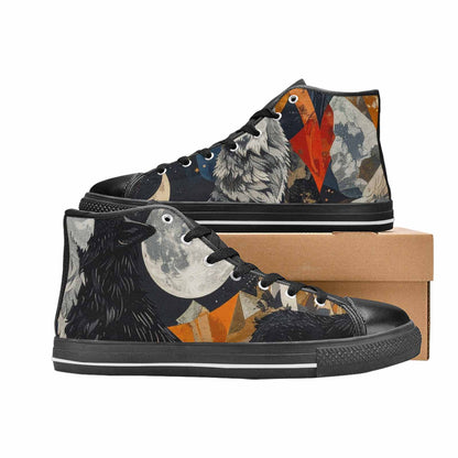 WOMEN'S Wolf Silhouette Moon High Top Canvas Aesthetic Custom Shoes
