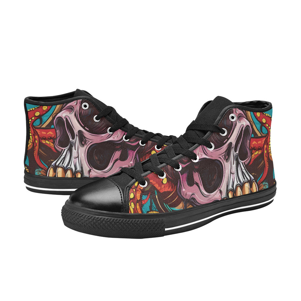 MEN'S Tentacles Skull Men’S High Top Canvas Grunge Custom Sneakers
