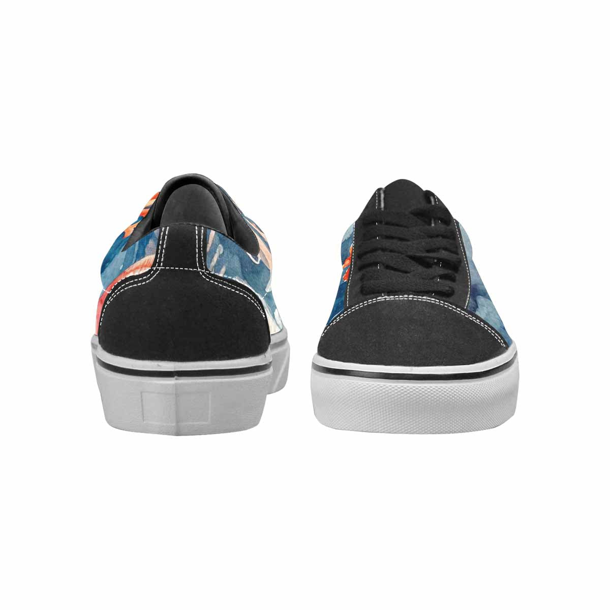 WOMEN'S Fish Scale Coral Canvas Lace-Up Vibrant Chaos Custom Sneakers