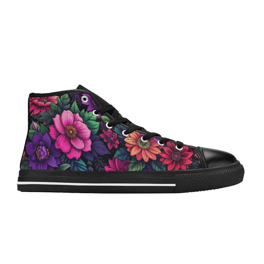 KIDS' Trippy Floral Chaos High Top Canvas Surreal Custom Sneakers