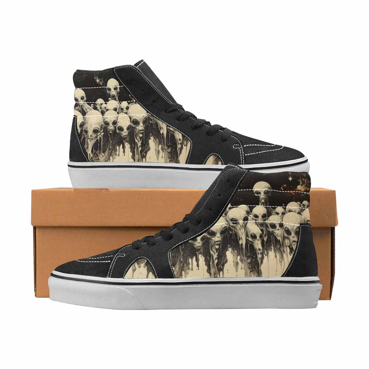 WOMEN'S Alien High Top Canvas Custom Fashion Cottagecore Handmade Custom Shoes