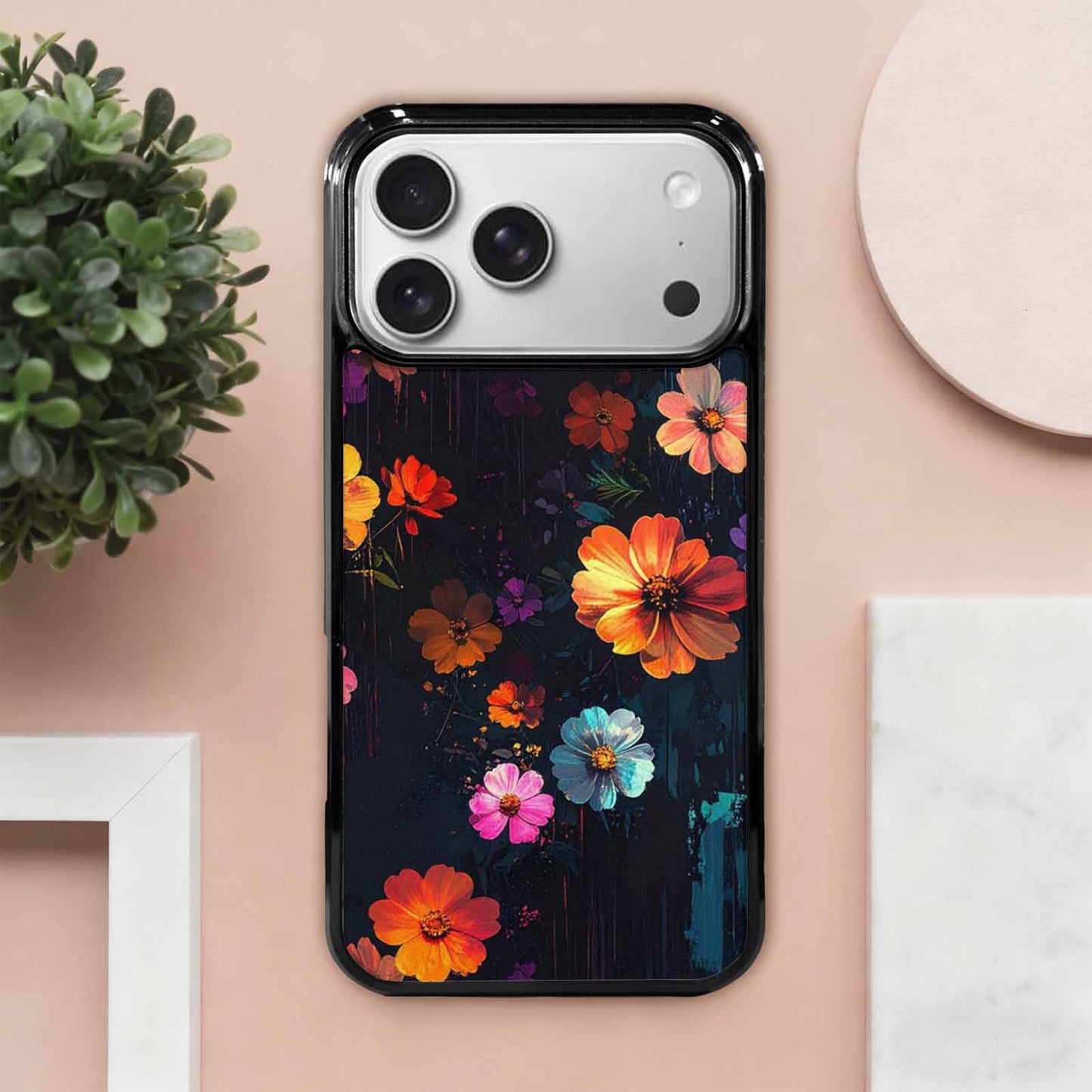 iPhone 17 Pro Max Case — Shadowy Glitch Floral Pattern Floral, Custom Print Case Cover
