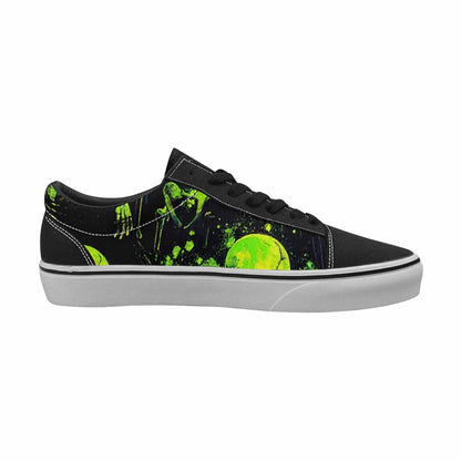 WOMEN'S Skeletons × Neon Green Lace-Up Canvas Wallpaper Art Sneakers