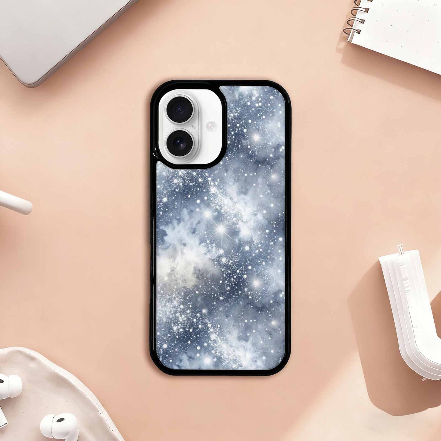 iPhone 17 Case — Galaxy Art Silver White Galaxy Space, Custom Designed Case Cover