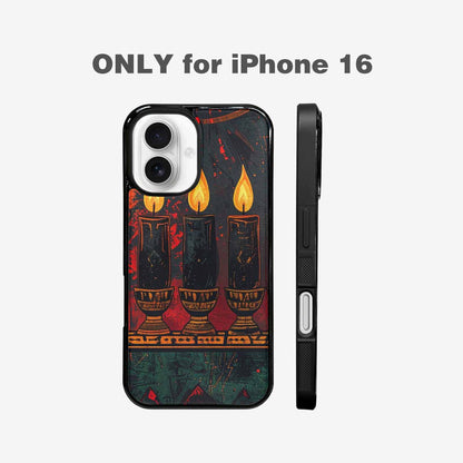 iPhone 16 Case — Kwanzaa Kinara Pattern Seamless Repeat African, Original Design Phone Case
