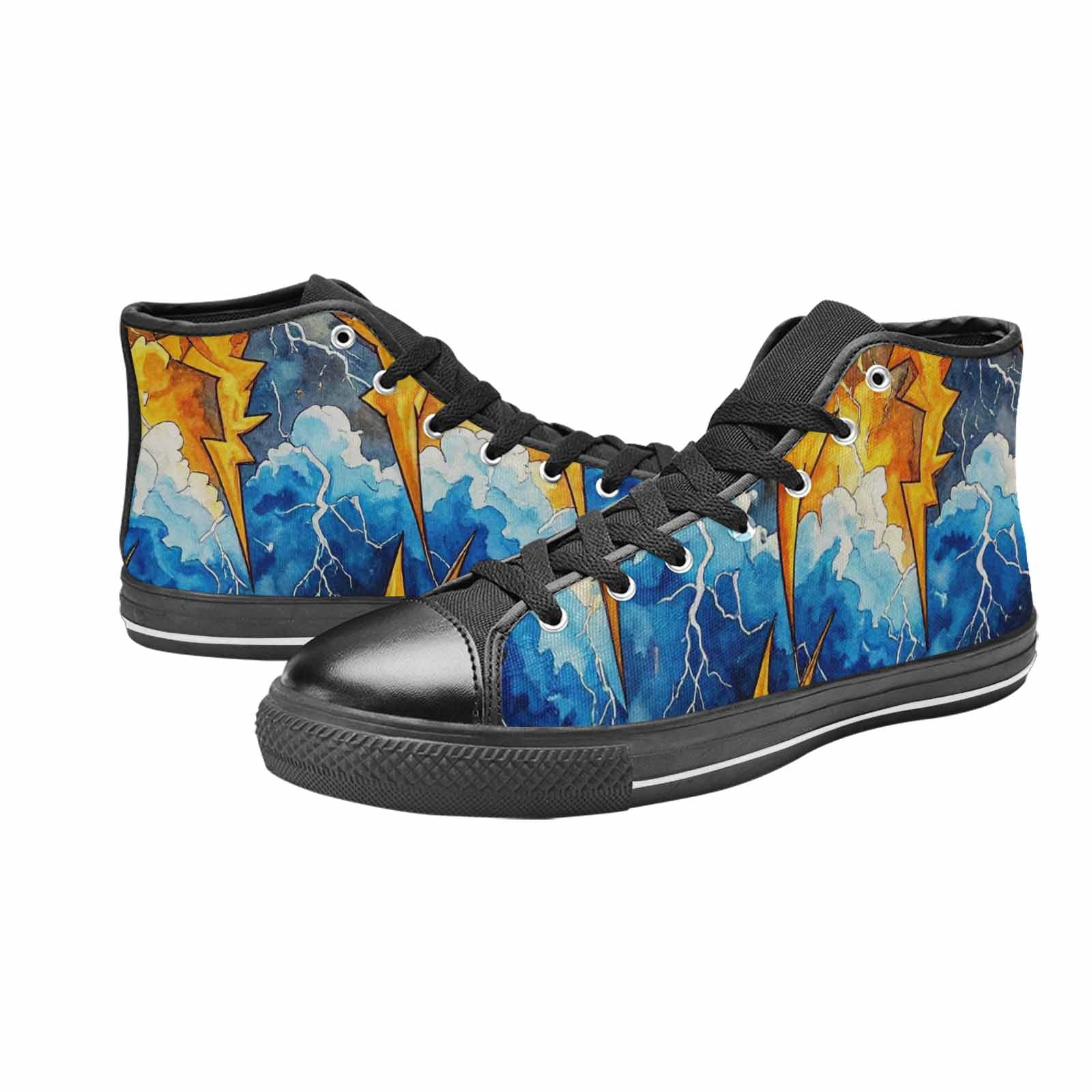 WOMEN'S Lightning Bolt High Top Canvas Neon Fantasy Shoes