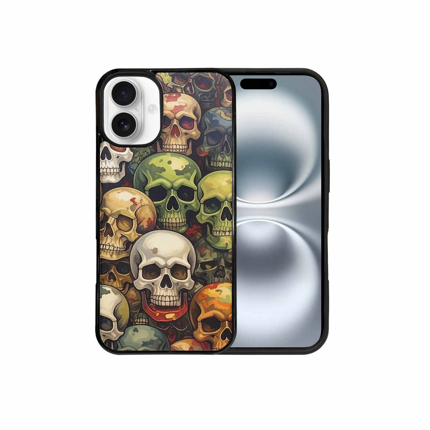 iPhone 16 Plus Case — Skulls Pattern Hundreds Of Sma, Custom Art Phone Cover