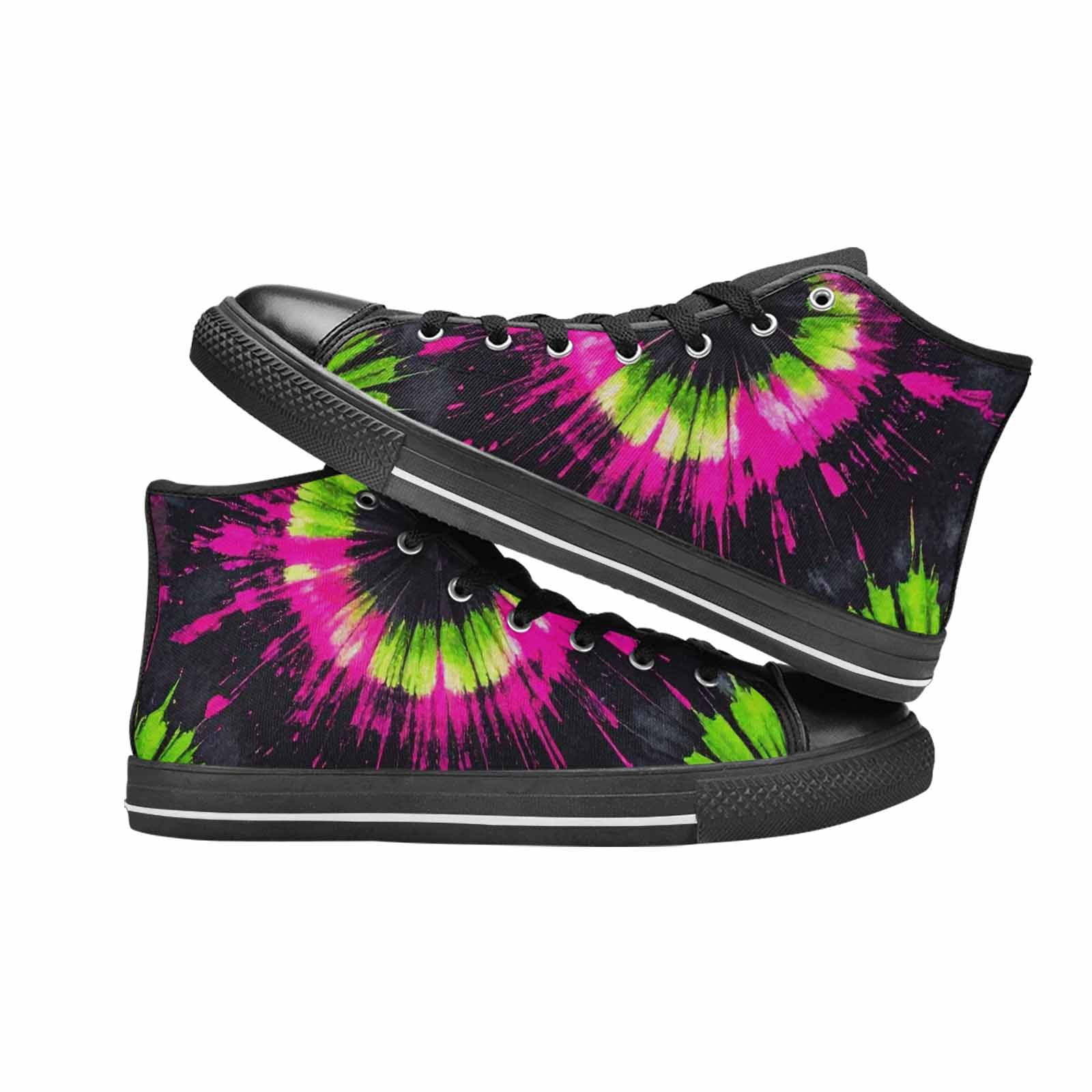 WOMEN'S Acid Wash Tie Dye Neon High Top Canvas Dark Academia Custom Shoes