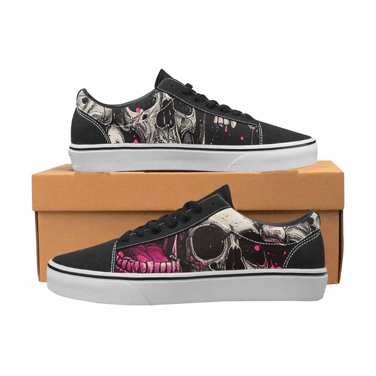 WOMEN'S Rainbow From Skull S Lace-Up Canvas Melting Art Custom Sneakers