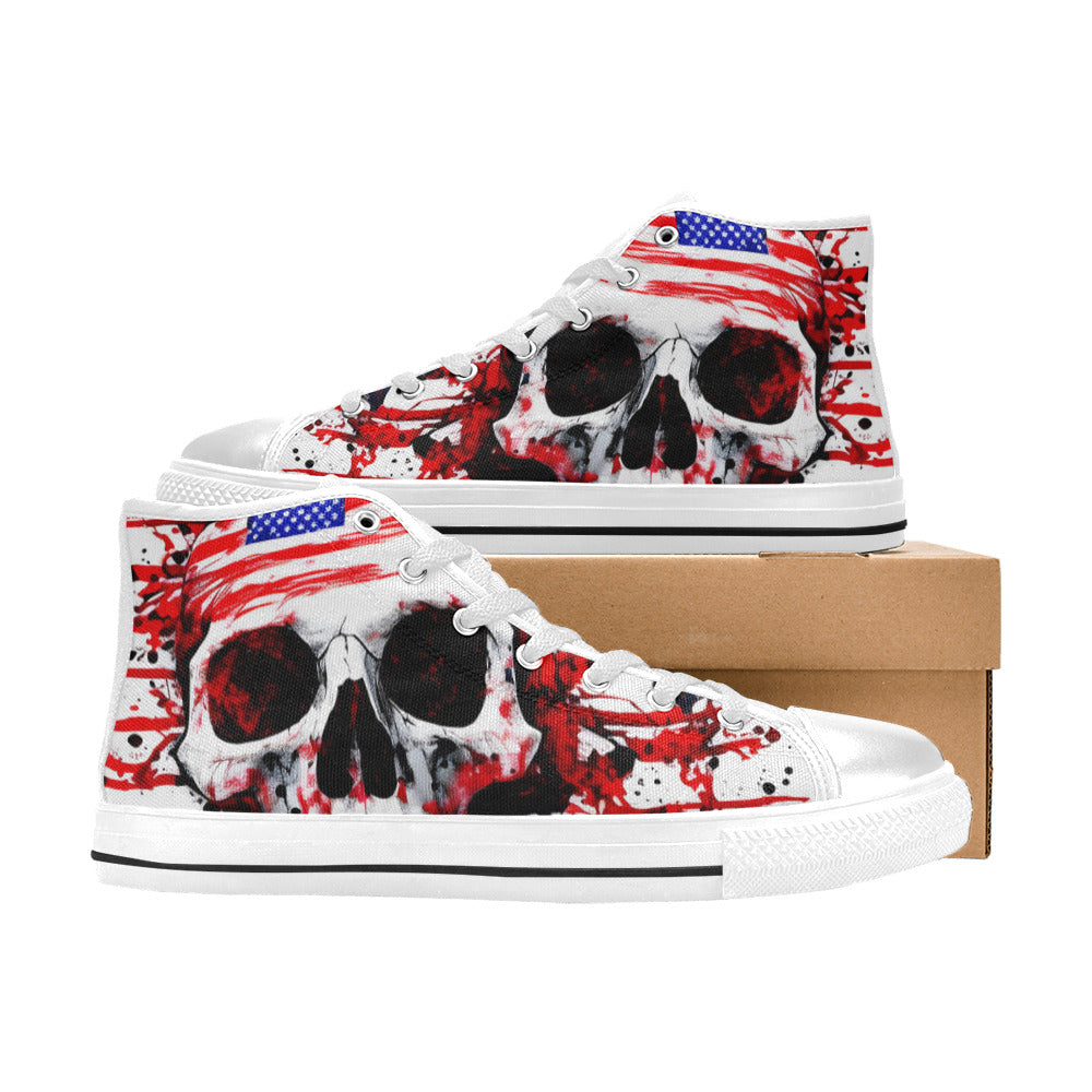 WOMEN'S Patriotic Splatter High Top Canvas Dark Academia Custom Sneakers