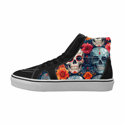 WOMEN'S Marble Skull High Top Canvas Dark Academia Custom Shoes