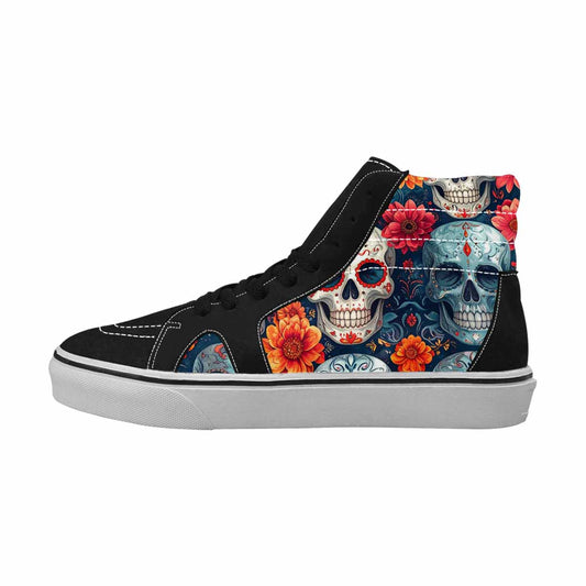 WOMEN'S Marble Skull High Top Canvas Dark Academia Custom Shoes