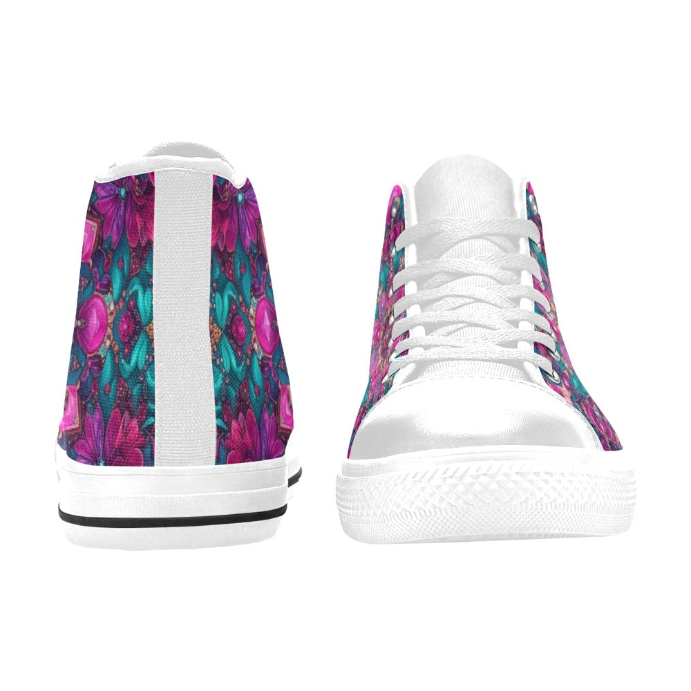 WOMEN'S Feminine Jeweled Skull High Top Canvas Dreamcore Shoes