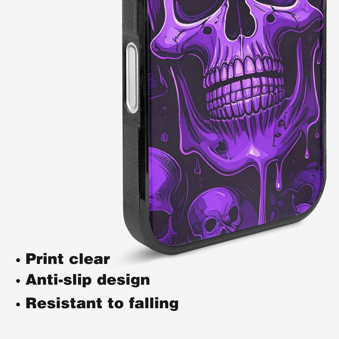 iPhone 16 Plus Case — Monochrome Purple Skeletons Neon Drip Melting, Custom Phone Case