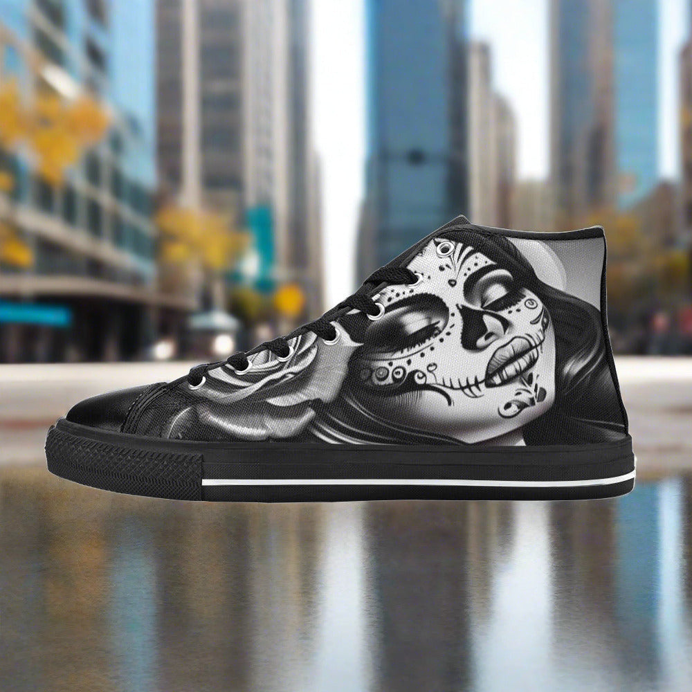 Aurora Borealis Orange Black Vivid Bold Art - Freaky Shoes