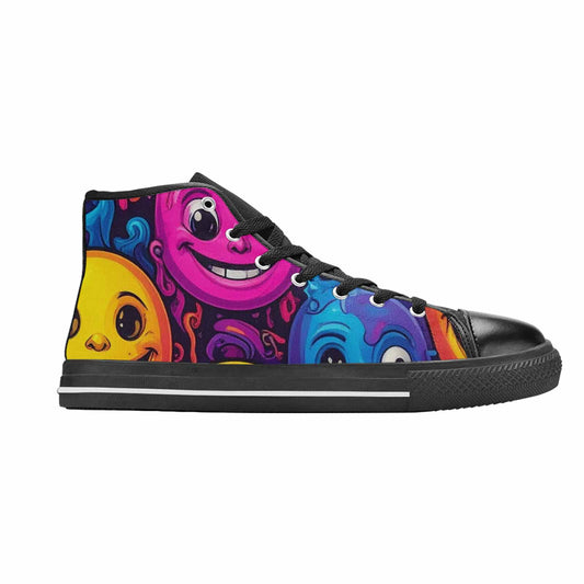 WOMEN'S Funny Looking Cartoon High Top Canvas Neon Fantasy Custom Sneakers