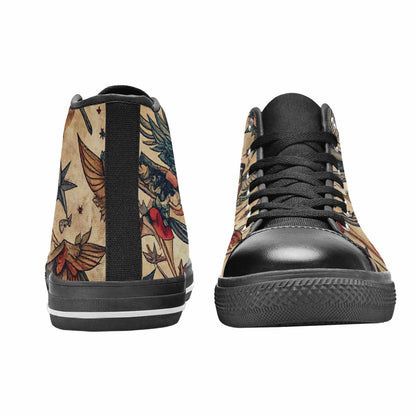 WOMEN'S Old School Tattoo High Top Canvas Aesthetic Custom Shoes