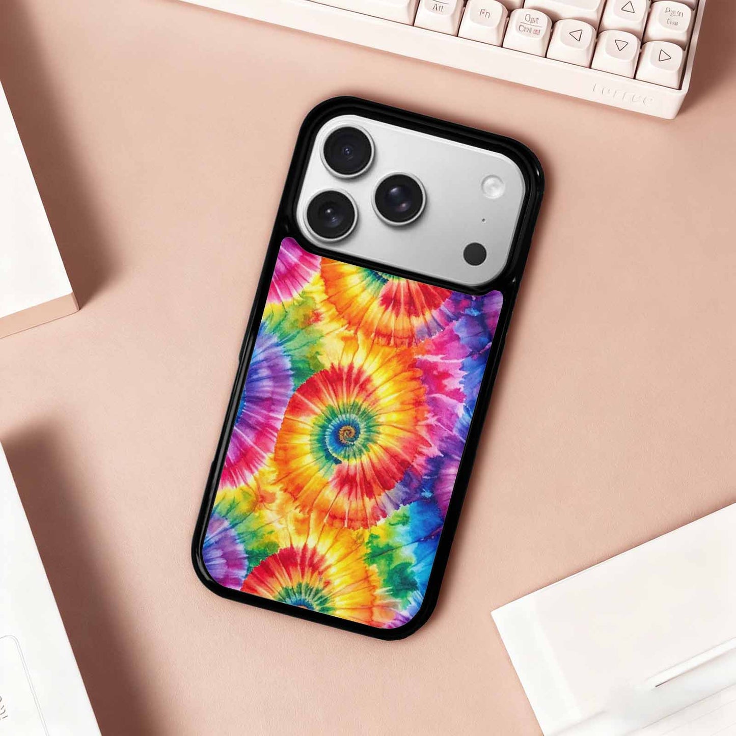 iPhone 17 Pro Case — Tie Dye Spiral Rainbow Blended Tie, Custom Made Phone Cover
