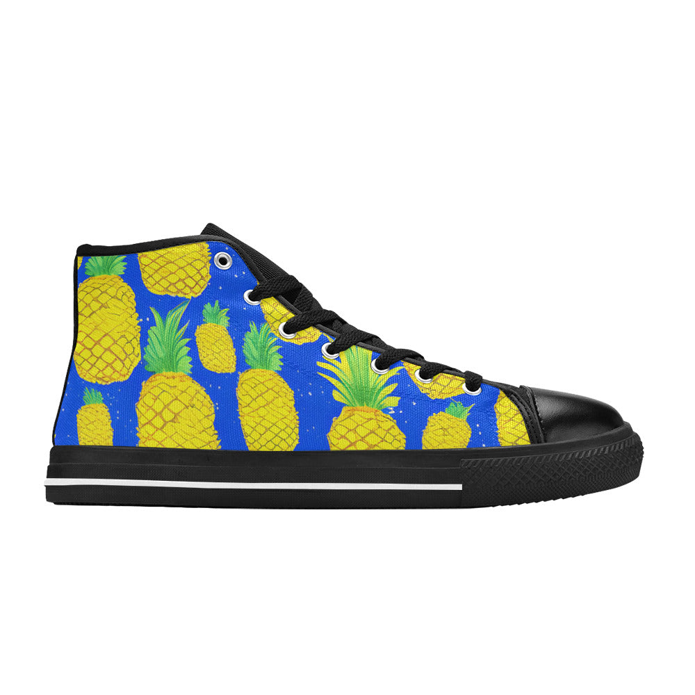 WOMEN'S More Pineapples 2 High Top Canvas Dark Academia Custom Sneakers