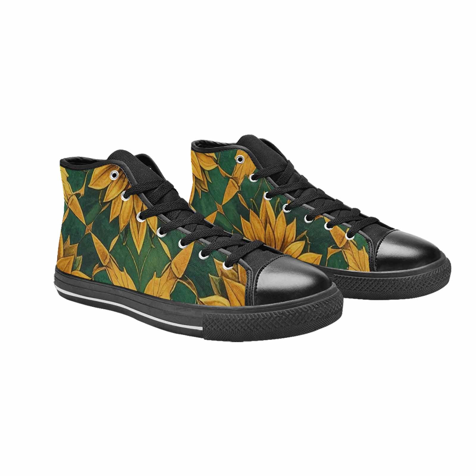 WOMEN'S Sunflower Mandala Kaleidoscope High Top Canvas Cottagecore Custom Shoes