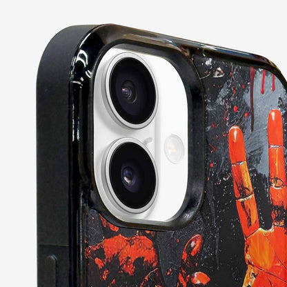 iPhone 16 Plus Case — Halloween Splatter Handprint, Custom Print Case Cover