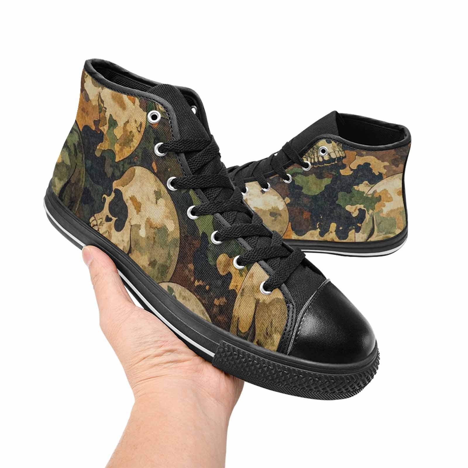 MEN'S Military Camo Skull High Top Canvas Wallpaper Art Sneakers
