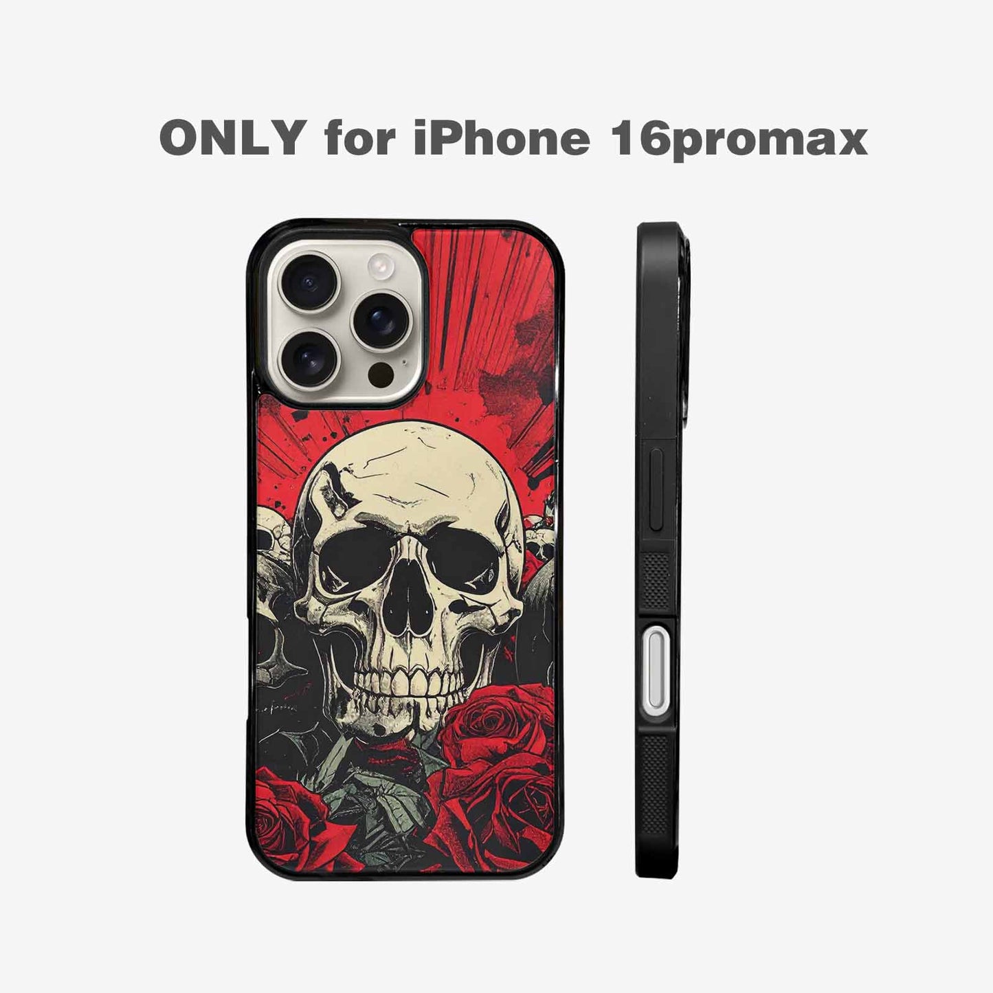 iPhone 16 Pro Max Case — Skull Dark Art Gothic Print, Custom Printed Phone Case