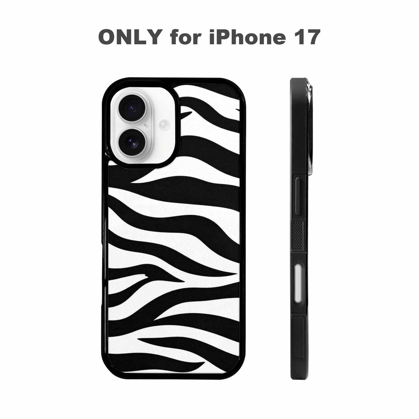 iPhone 17 Case — Zebra Print Black White Custom Animal, Customized Protective Case
