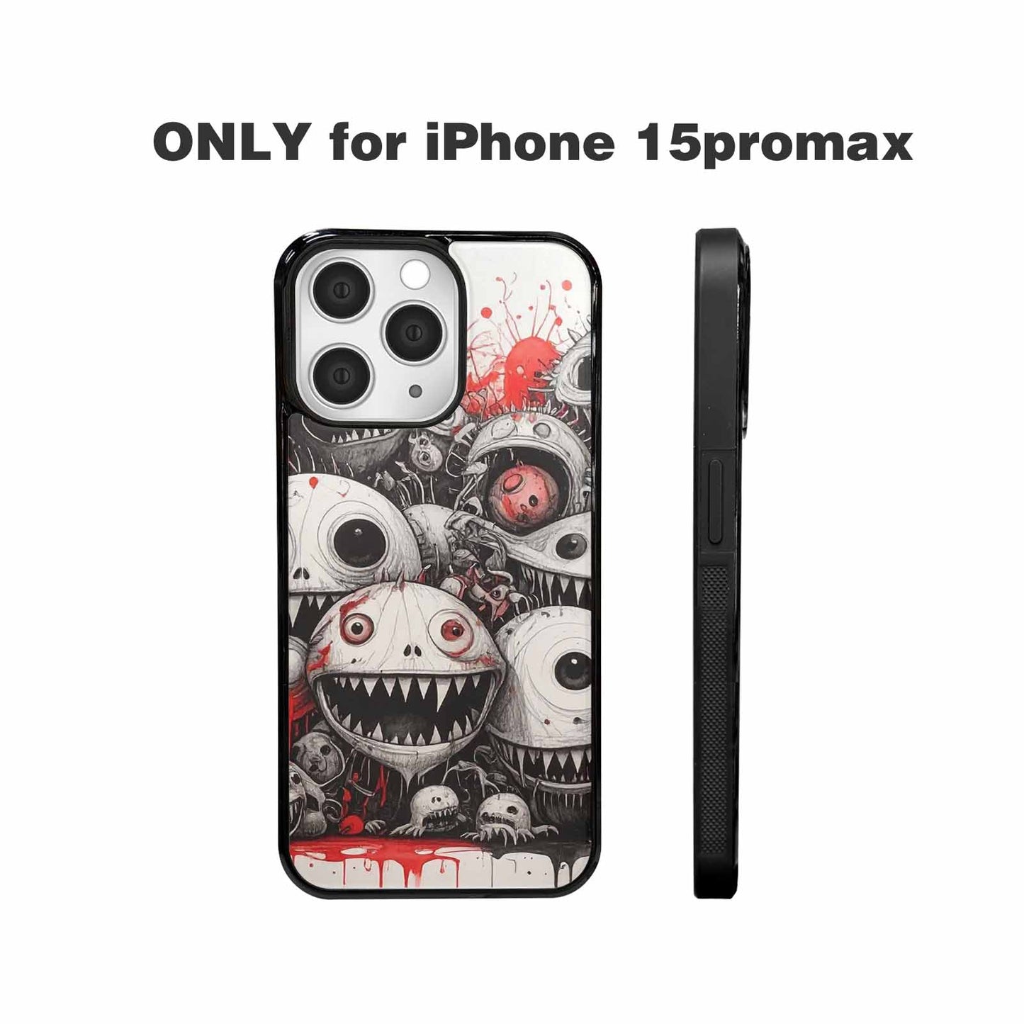 iPhone 15 Pro Max Case — Multi Eye Monster Black Red Ink, Personalized Phone Case