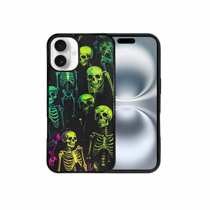 iPhone 16 Plus Case — Skeletons Neon Green Glowskele, Customized Protective Case
