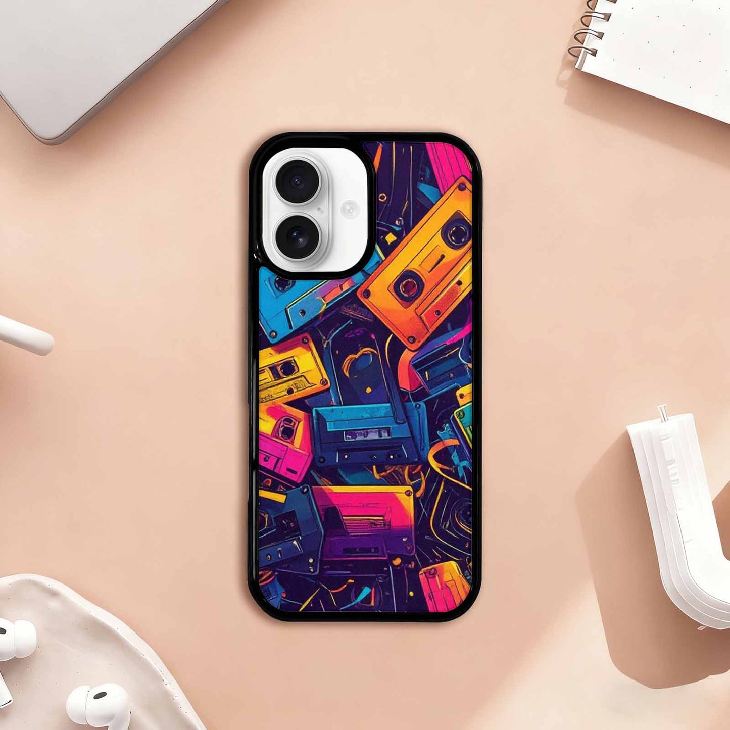 iPhone 17 Case — Retro Cassette Tape Pattern Retro Vintage, Custom Made Phone Cover