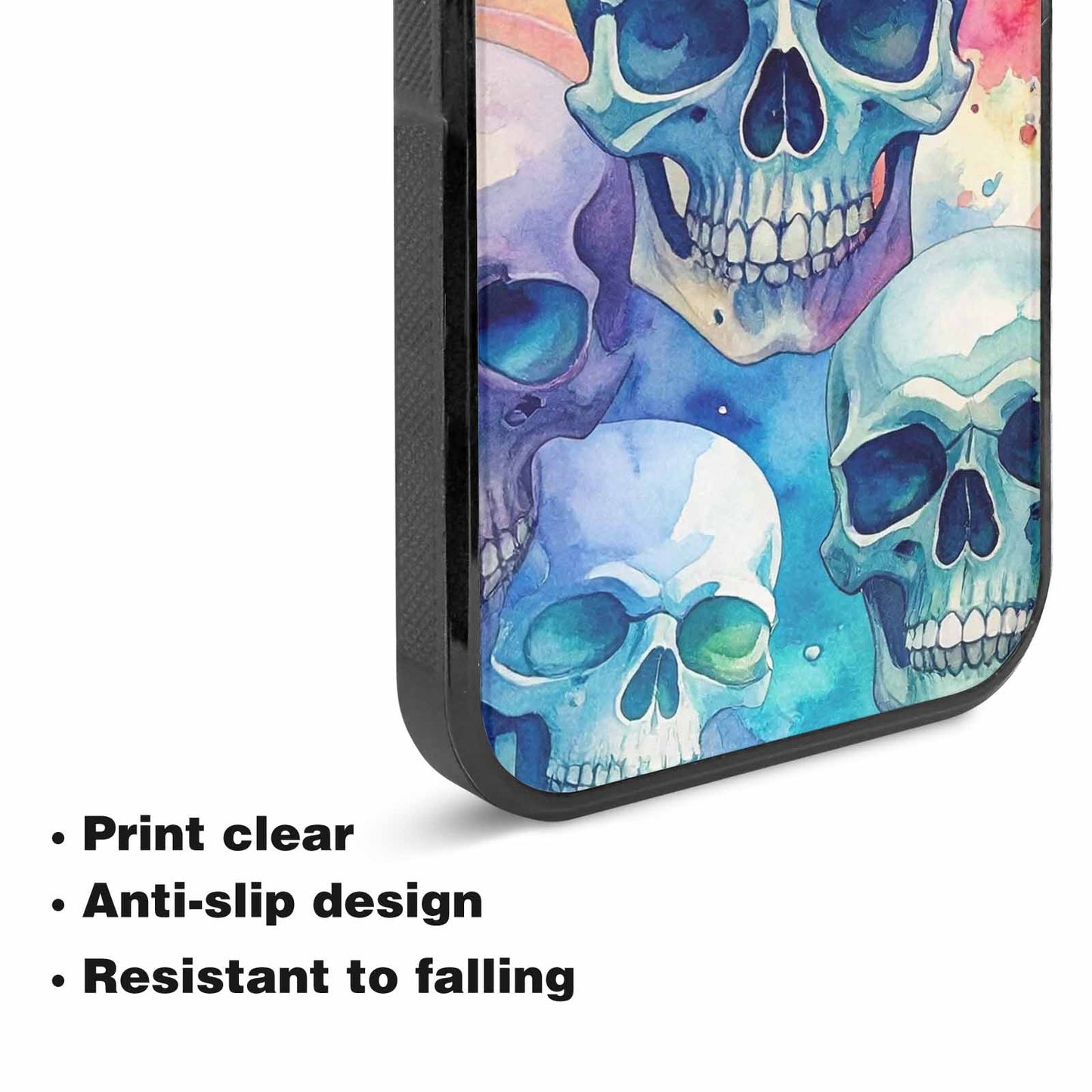 iPhone 15 Plus Case — Kulls Watercolor Skulls Small Skull Pattern, Custom Made Phone Cover
