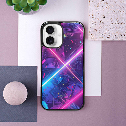 iPhone 16 Case — Neon Grid Confetti, Customized Protective Case