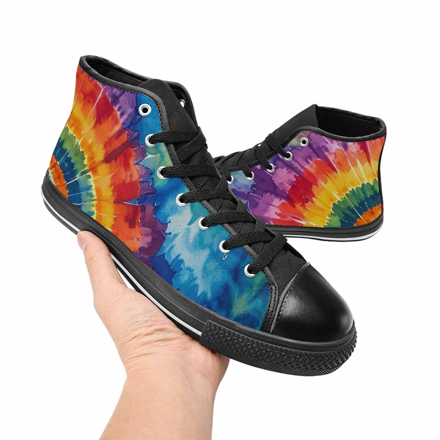 MEN'S Tie Dye Swirl Circles High Top Canvas Surreal Sneakers