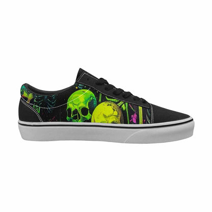 WOMEN'S Skeletons × Neon Green Lace-Up Canvas Vivid Sneakers