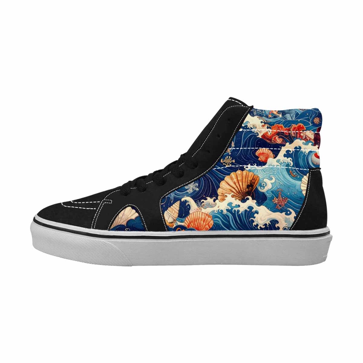 WOMEN'S Ocean Wave High Top Canvas Cottagecore Sneakers