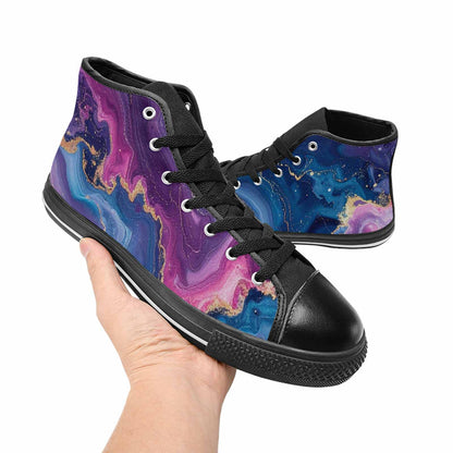 MEN'S Marble Galaxy High Top Canvas Vibrant Chaos Sneakers