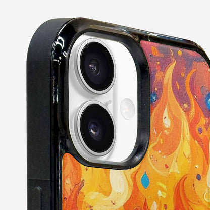 iPhone 16 Case — Flame Burst Full Color Vibrant Flame, Custom Phone Case