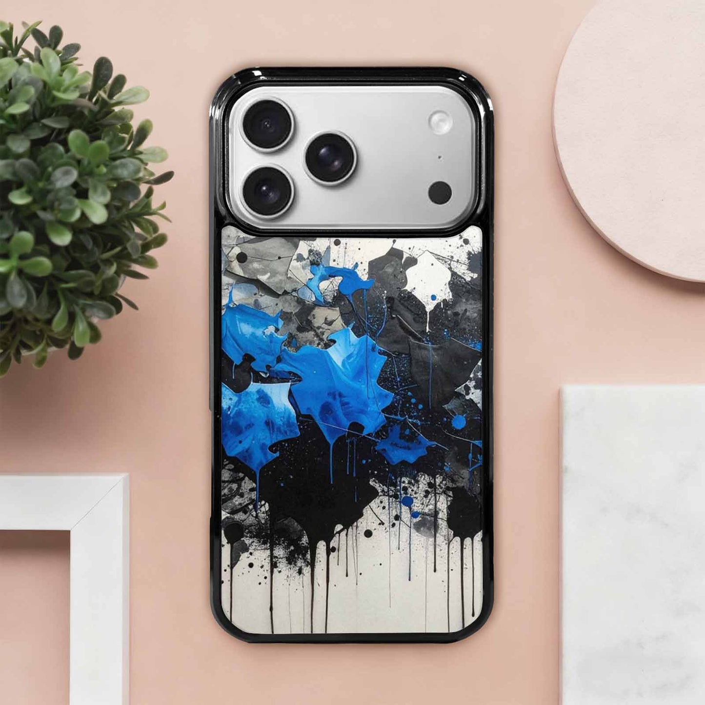 iPhone 17 Pro Max Case — Black &amp; Blue Ink Camo, Custom Phone Case