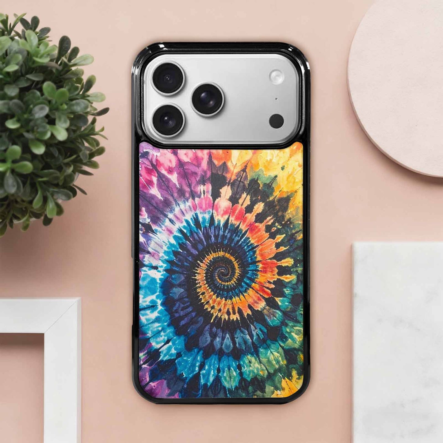 iPhone 17 Pro Max Case — Black &amp; Blue Ink Tie Dye, Custom Art Phone Cover