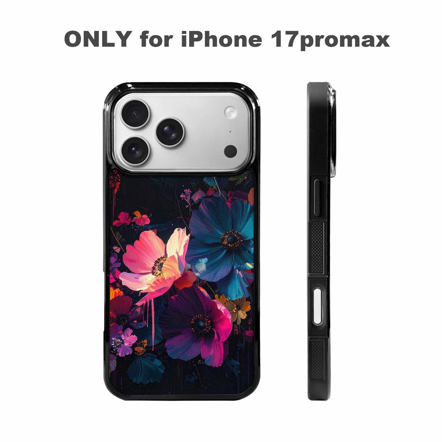 iPhone 17 Pro Max Case — Shadowy Glitch Floral Pattern Floral, Custom Print Case Cover