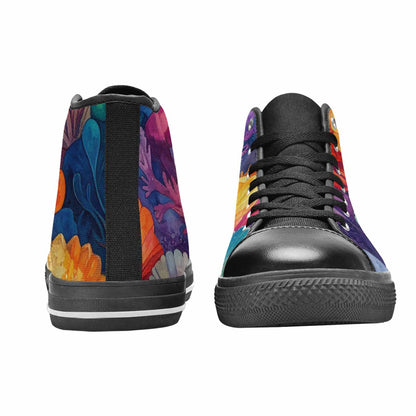 WOMEN'S Fish Scale Coral High Top Canvas Cottagecore Sneakers