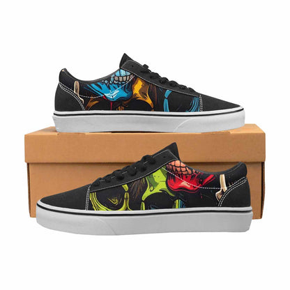WOMEN'S Dripping Skulls Collage Canvas Lace-Up Dark Academia Sneakers
