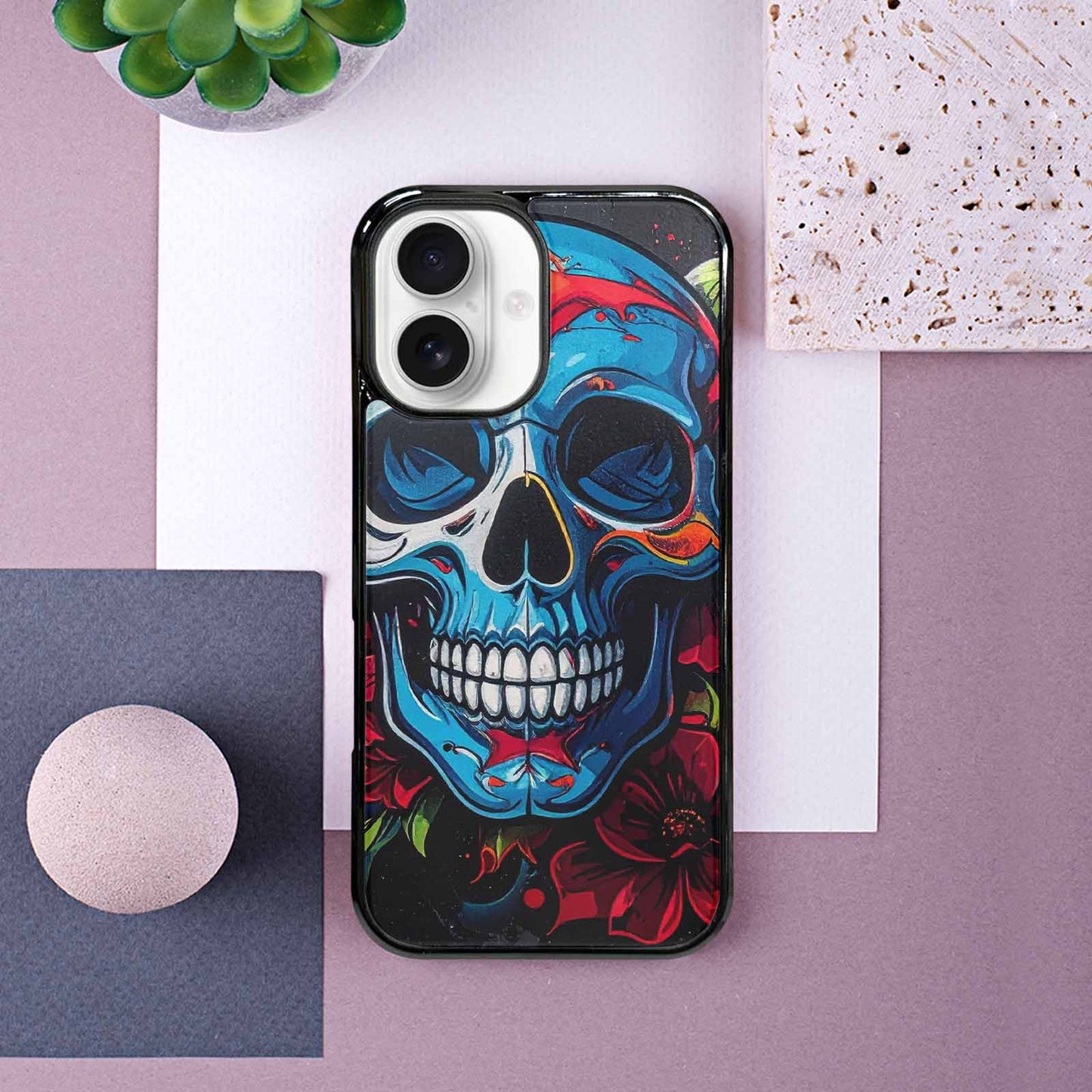 iPhone 16 Case — Graffiti Skull Art Seamless Pattern Vibrant, Custom Art Phone Cover