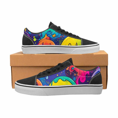 MEN'S Yellow Smiley Face Canvas Lace-Up Aesthetic Custom Sneakers