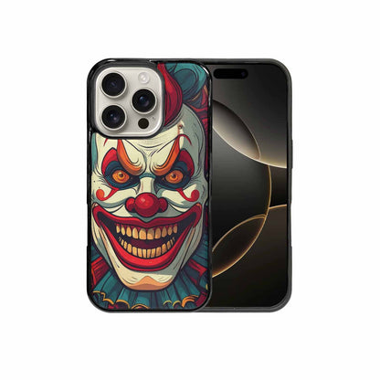 iPhone 16 Pro Case — Evil Circus Heads Faces Overlapping Patterns, Personalized Phone Case