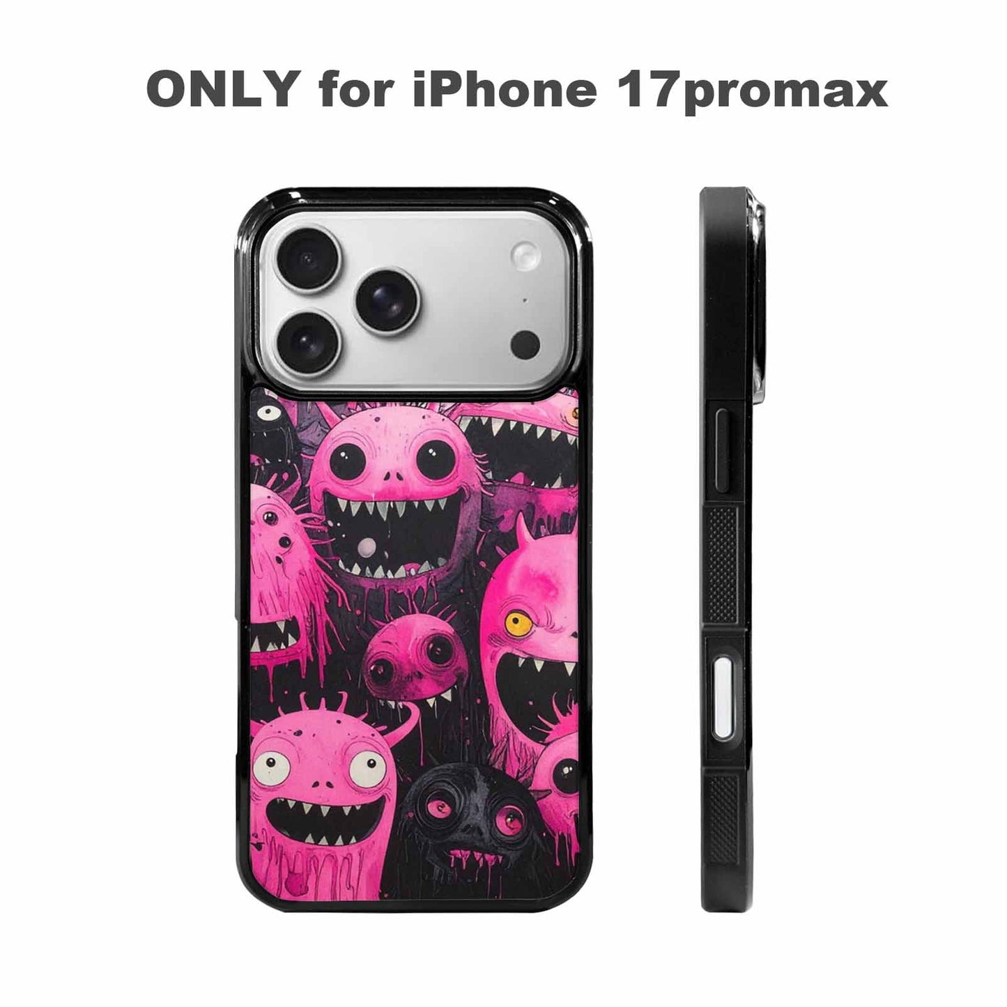 iPhone 17 Pro Max Case — Black &amp; Pink Ink Cartoon Cute, Customized Protective Case