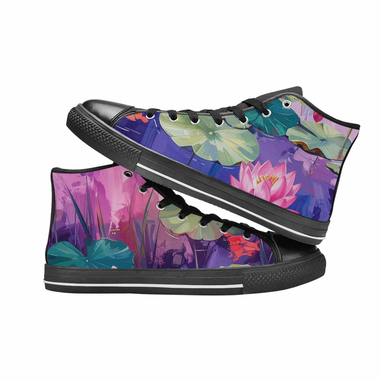 WOMEN'S Monet-Style Impressionist Water High Top Canvas Vivid Shoes